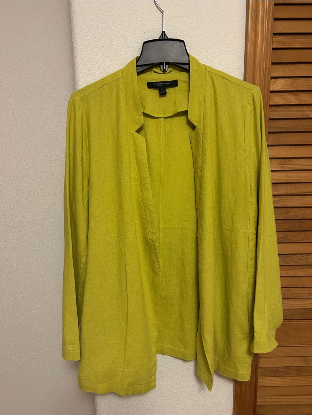 Andrew Marc Lime Green Open Front Cardigan Size M NWOT